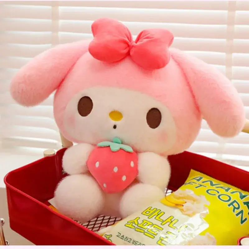 Sanrio My Melody Kuromi Strawberry Series Stuffed Plush CartoonToy Pillow Doll Room Decoration Surprise Girlfriend Birthday Gift