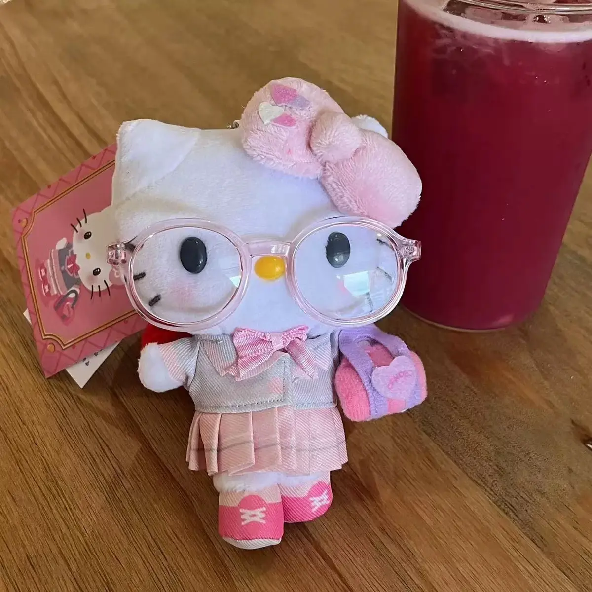 Sanrio Hello Kitty Jk Uniform Plush Toys Pendant Keychain Cute Cartoon Girl Glasses KT Cat Stuffed Doll Decoration Holiday Gifts