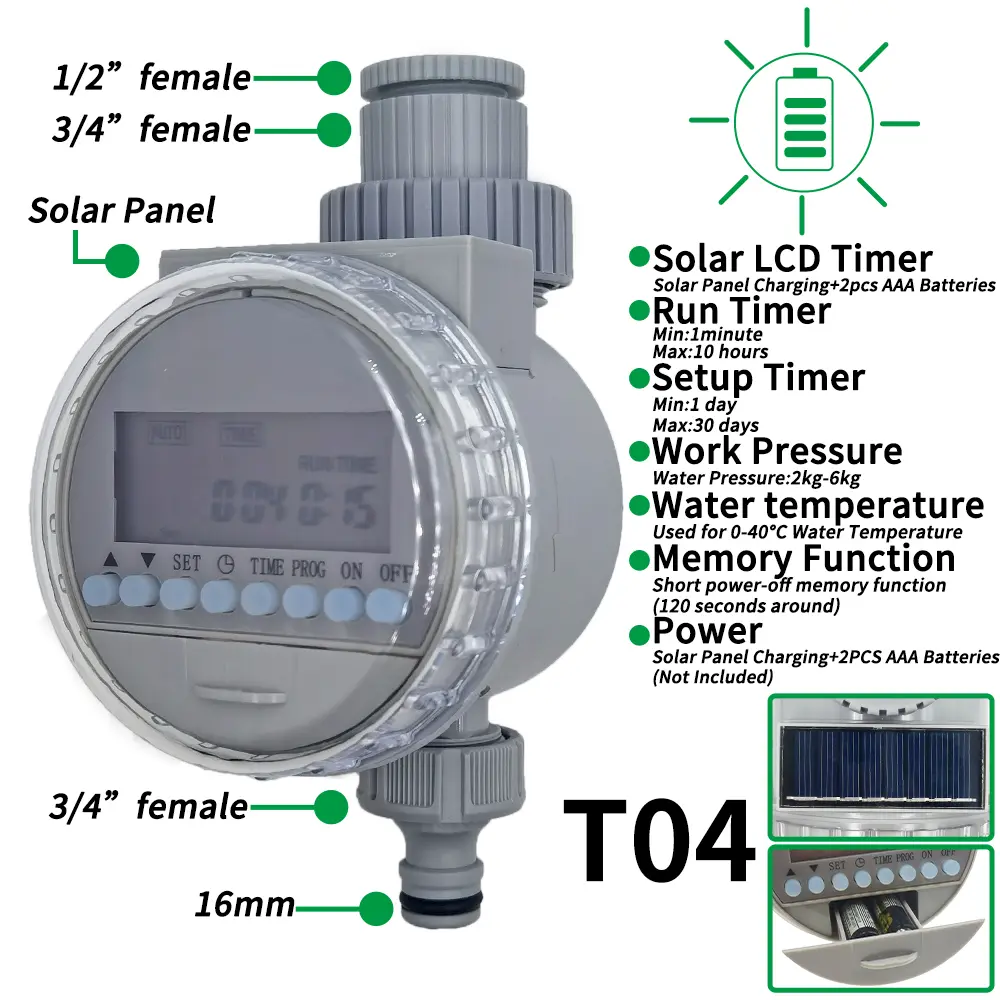 Oasis Garden Solar Battery Powered Watering Timer Drip Irrigation Greenhouse Electronic Automatic Irrigator Controller System