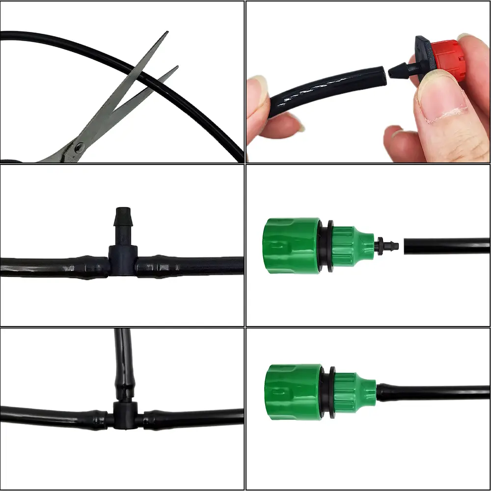 5-50m DIY 4/7mm PVC Garden Watering Garden Hose Micro Irrigation Pipe Drip Watering Kits with Adjustable Drippers Punch Tool