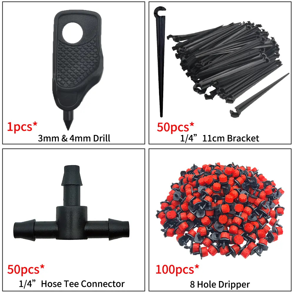 5-50m DIY 4/7mm PVC Garden Watering Garden Hose Micro Irrigation Pipe Drip Watering Kits with Adjustable Drippers Punch Tool