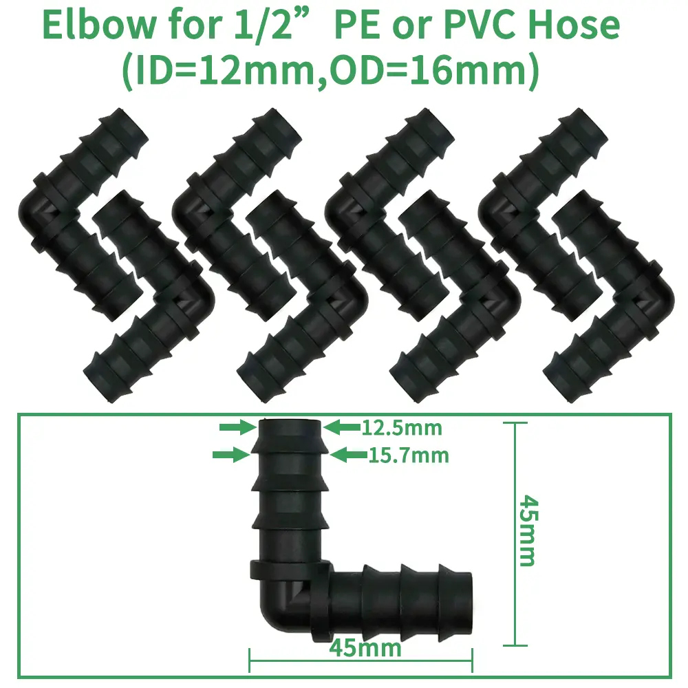 Oasis Drip Irrigation Watering 16mm Barbed Fittings Connectors Tee Elbow Coupling Cap Plug End Kit 1/2 Inch Tubing Hose Garden