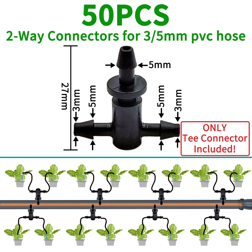 OASIS 20PCS Barbed 3/5mm Hose Straight Quick Connector Drip Irrigation Garden w/ 2-Way 4-Way Hose Splitter Joint Cross Connector