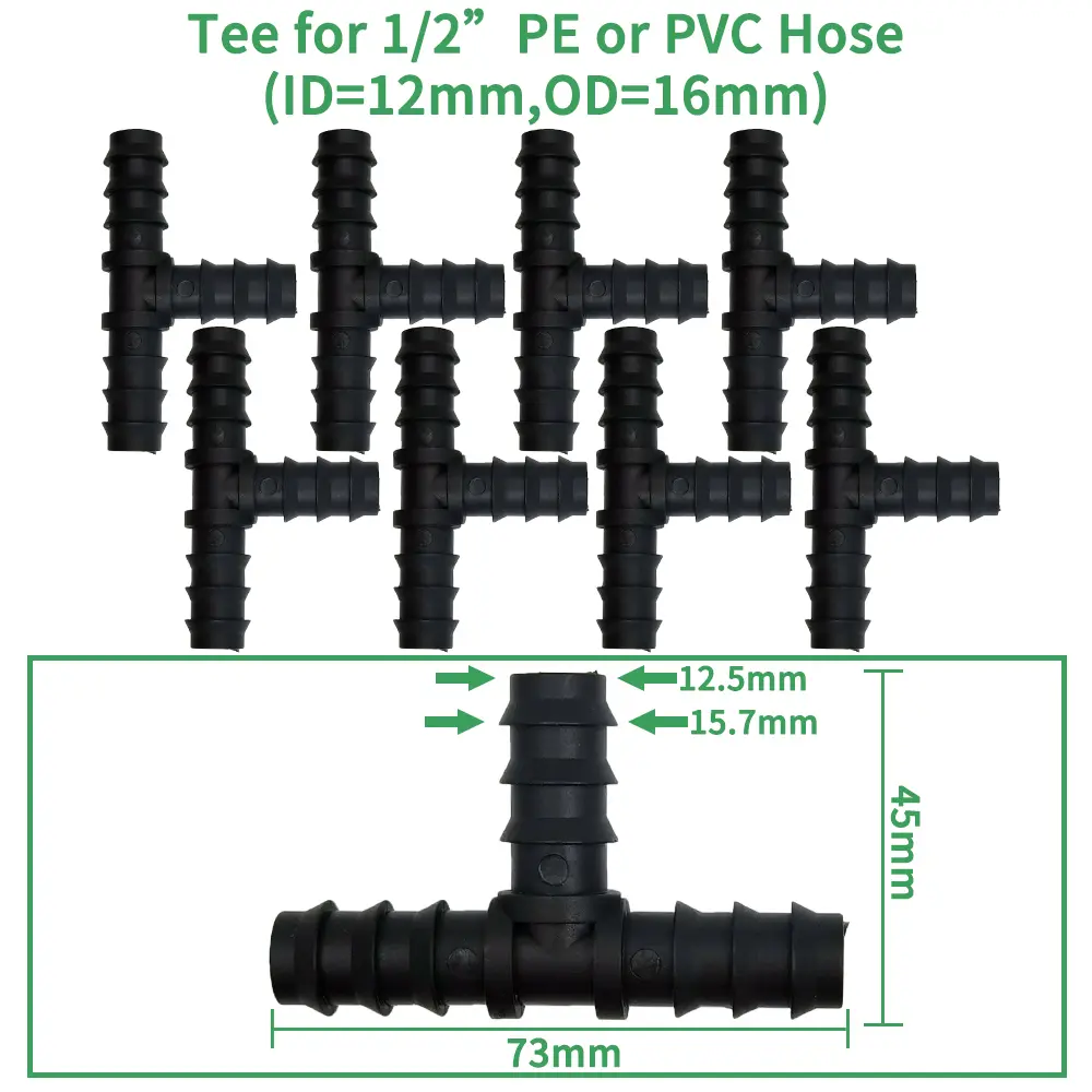 Oasis Drip Irrigation Watering 16mm Barbed Fittings Connectors Tee Elbow Coupling Cap Plug End Kit 1/2 Inch Tubing Hose Garden