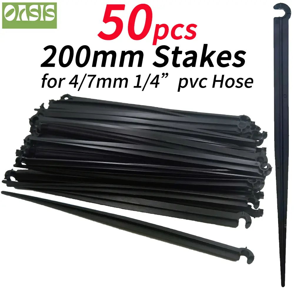 OASIS 50PCS 11cm 20cm 1/4'' Fixed Stake Support Holder for 4/7mm Watering PVC Hose DrIp Irrigation Home Garden Flowerpot Fitting