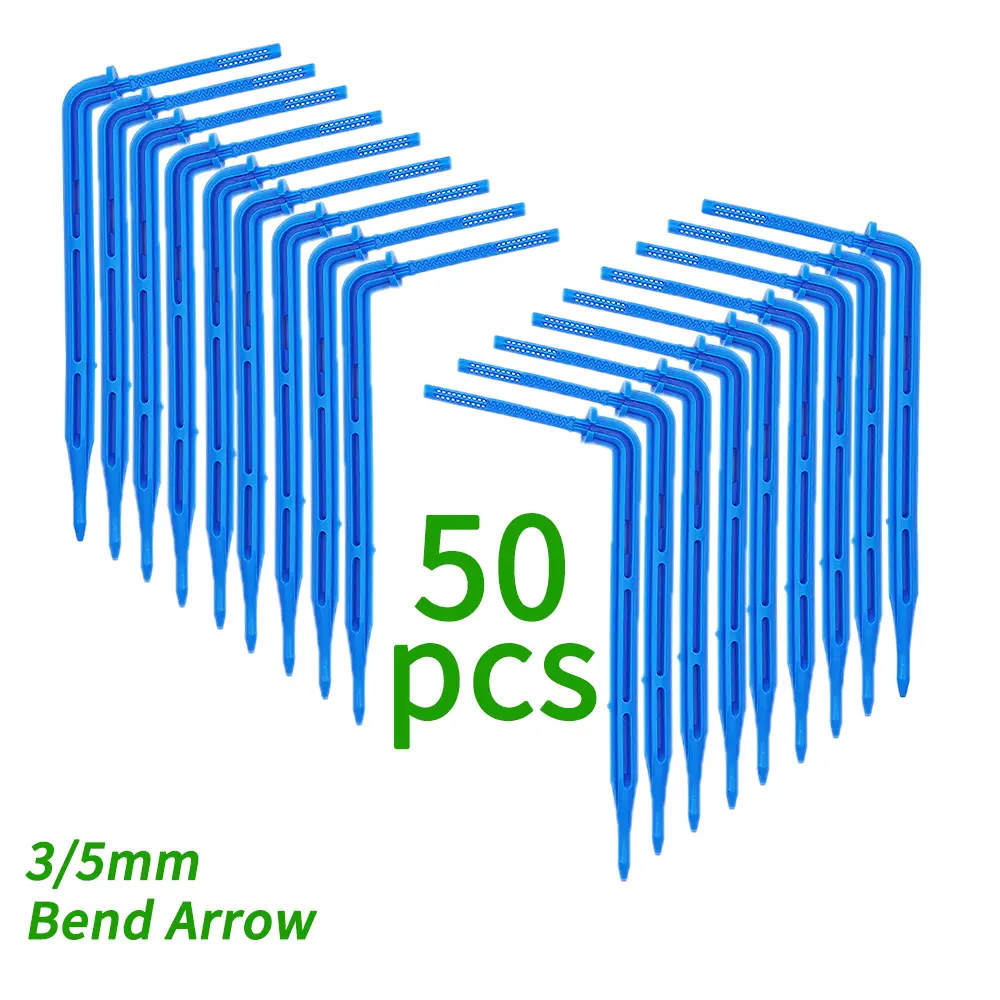 50PCS Bend Drip Arrow Dripper Micro Drip Irrigation Kit Emitters for 3/5mm Hose Garden Watering Saving Micro Dripper Greenhouse