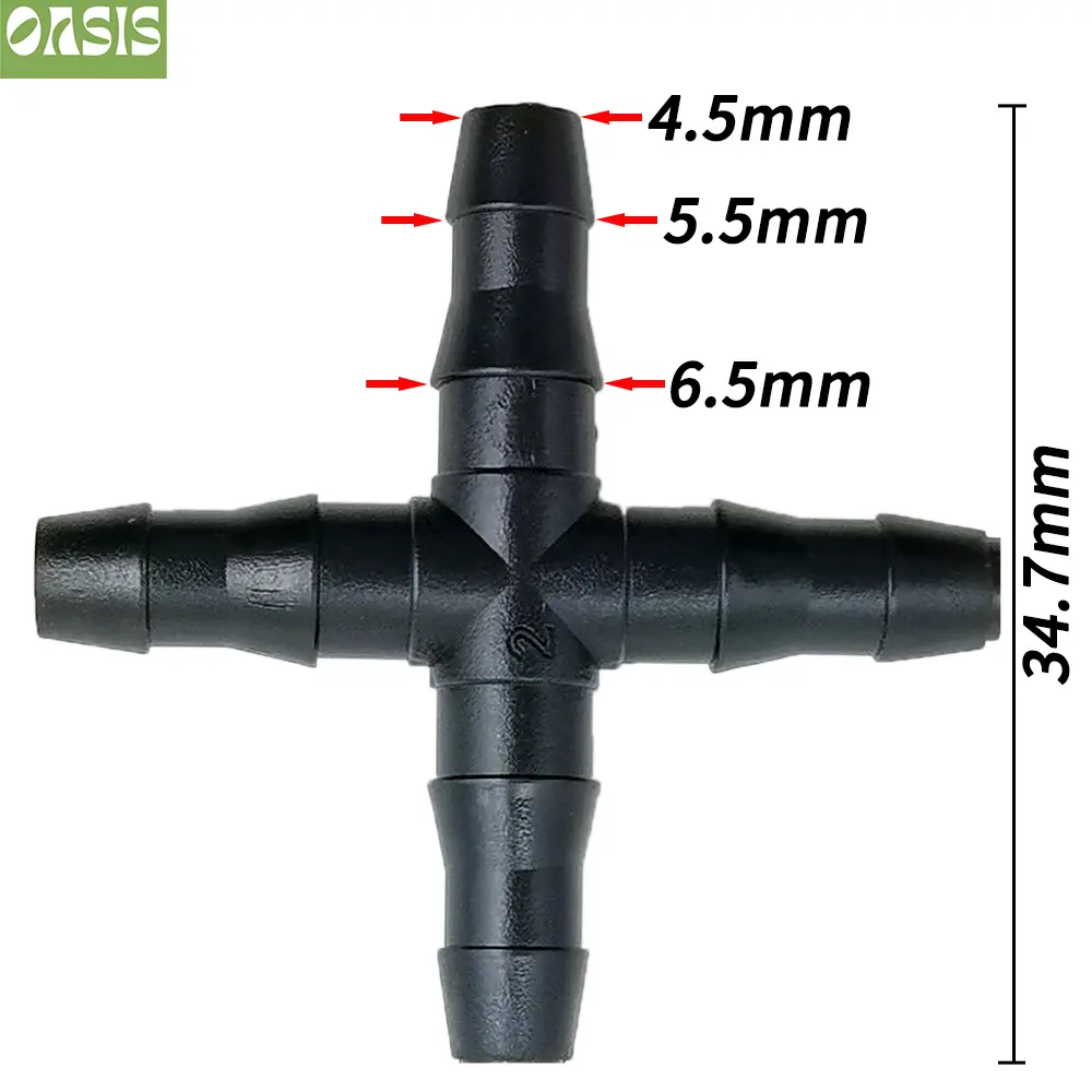 50PCS Cross Straight For 4/7 Mm Hose 1/4 'barb Barbed Connector Threaded Garden Greenhouse Micro Irrigation Pipe Accessories