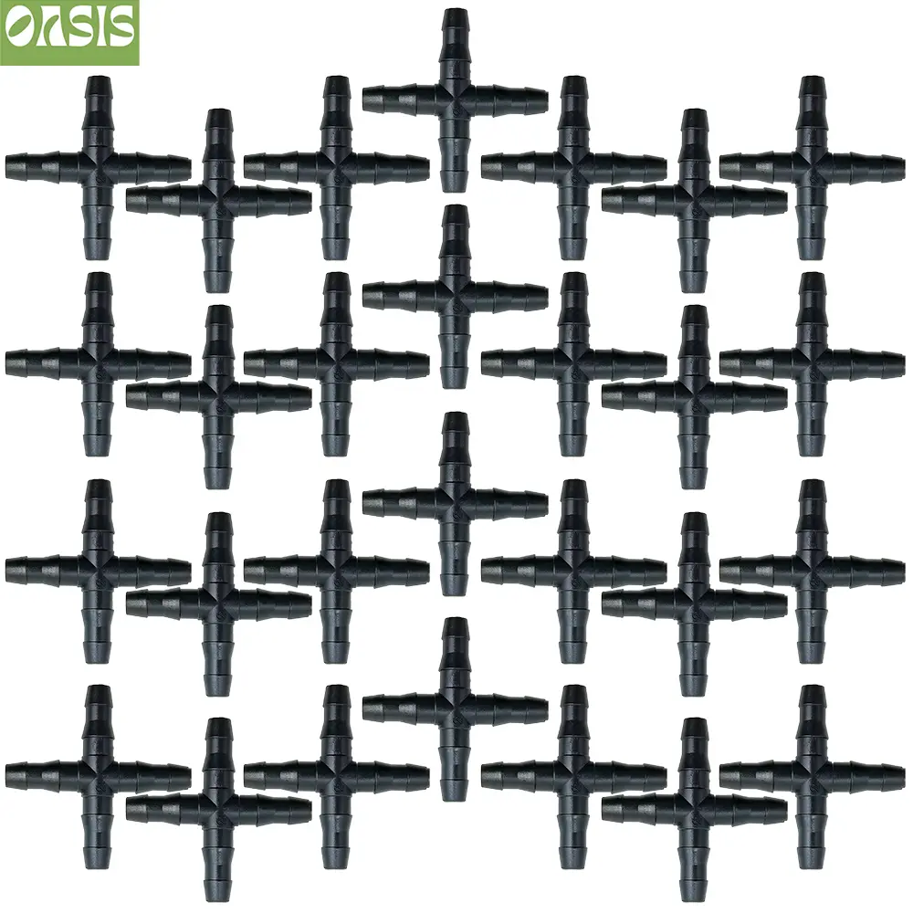 50PCS Cross Straight For 4/7 Mm Hose 1/4 'barb Barbed Connector Threaded Garden Greenhouse Micro Irrigation Pipe Accessories