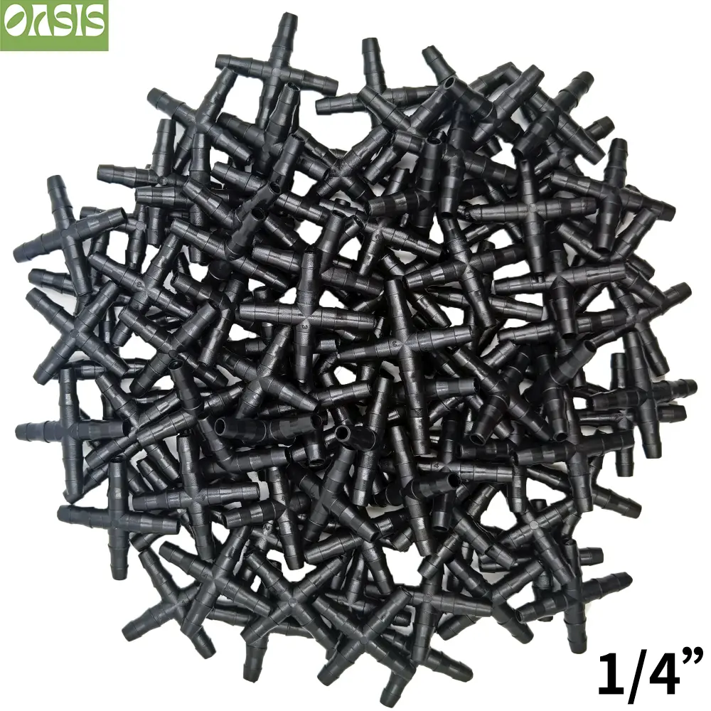 50PCS Cross Straight For 4/7 Mm Hose 1/4 'barb Barbed Connector Threaded Garden Greenhouse Micro Irrigation Pipe Accessories