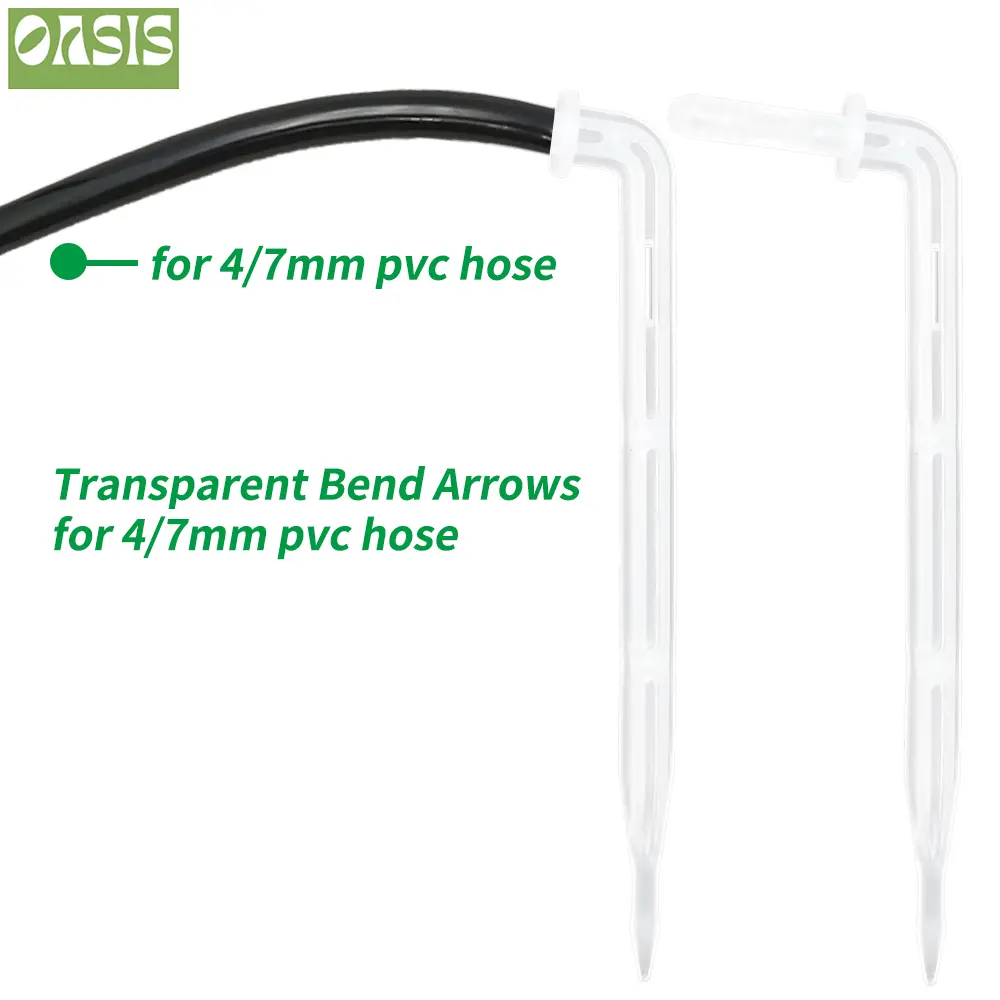OASIS 50X Transparent Bend Arrow 1/4'' 4/7mm Hose Dripper Drip Emitter Water Saving Sprinkler Garden Micro Irrigation Greenhous