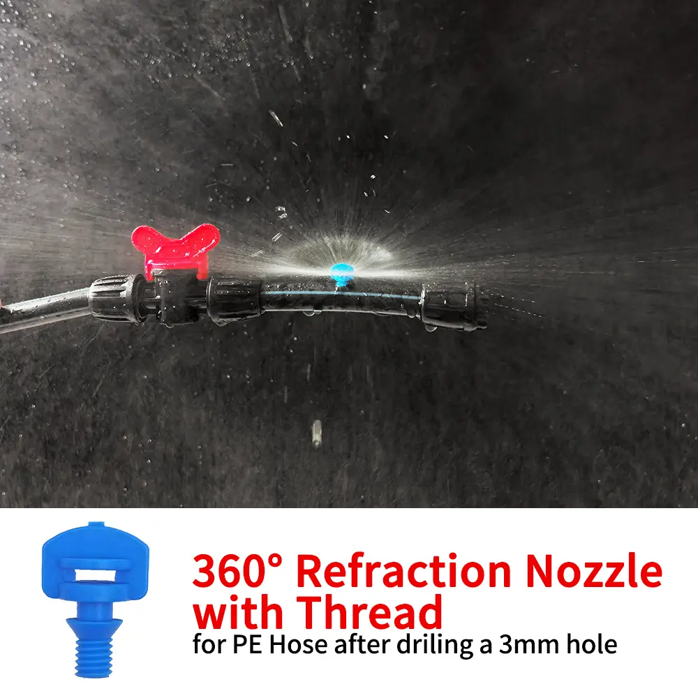 50PCS 360 Degree Barbed Male Thread Refraction Micro Nozzles Garden Agriculture Irrigation Refractive Sprinkles Atomized Sprayer