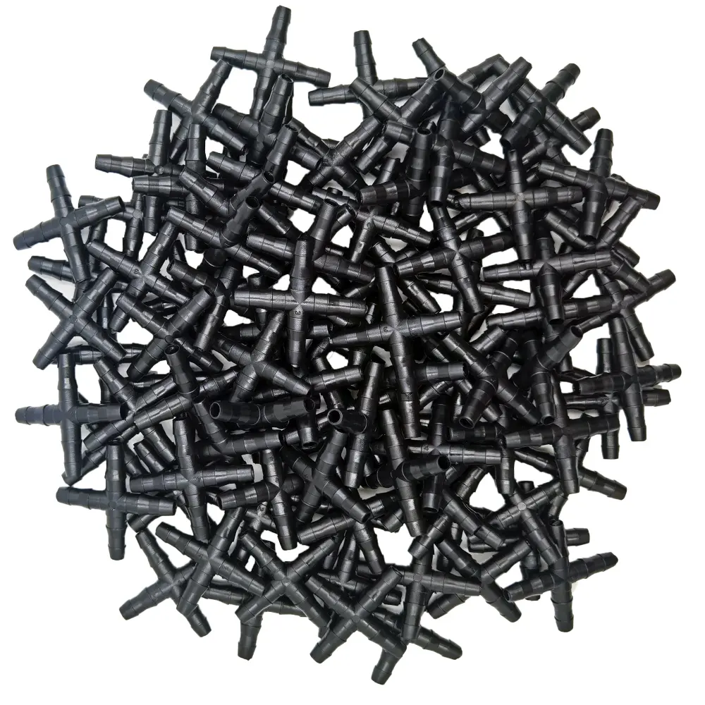 OASIS 10-100PCS 1/4'' Cross Connecter for 4/7mm Micro Tubing Hose 4 Ways Barbed Adapter Drip Irrigation Cross Joint Connectors