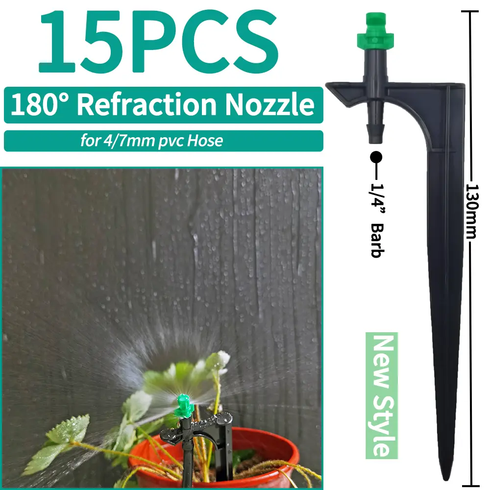 Oasis 15PCS Garden Watering Drip Irrigation Sprinkler Misting Nozzle on Stake Dripper Inserting ground fit 4/7mm Hose Greenhous