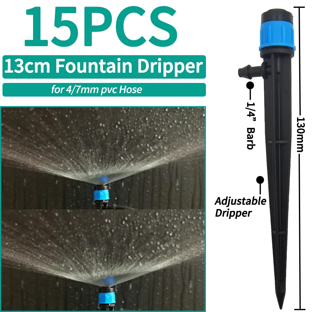 Oasis 15PCS Garden Watering Drip Irrigation Sprinkler Misting Nozzle on Stake Dripper Inserting ground fit 4/7mm Hose Greenhous