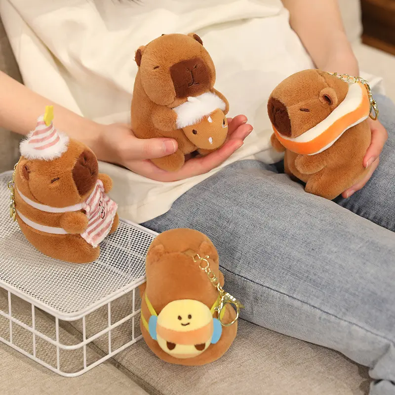 Capybara Plush Toy Pendant Keychain Capibara Cosplay Pokemon Pikachu Disney Stitch Sanrio Kuromi Plushies Stuffed Bag Decor Gift
