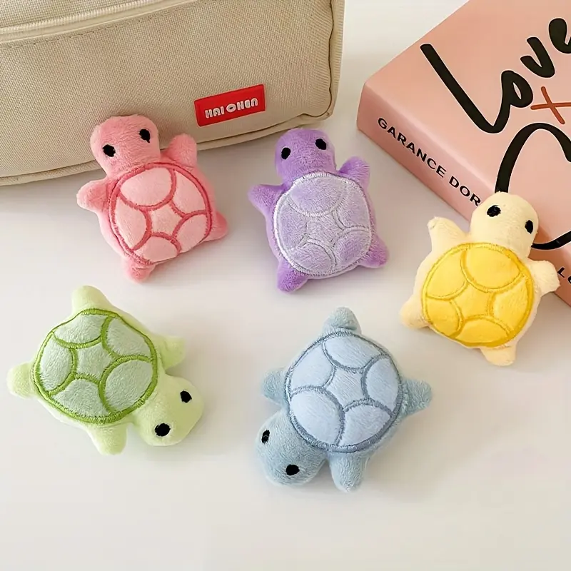 5/1pcs Mini cute turtle plush toy, with cartoon patterns and a lovely appearance, is a healing gift for children.