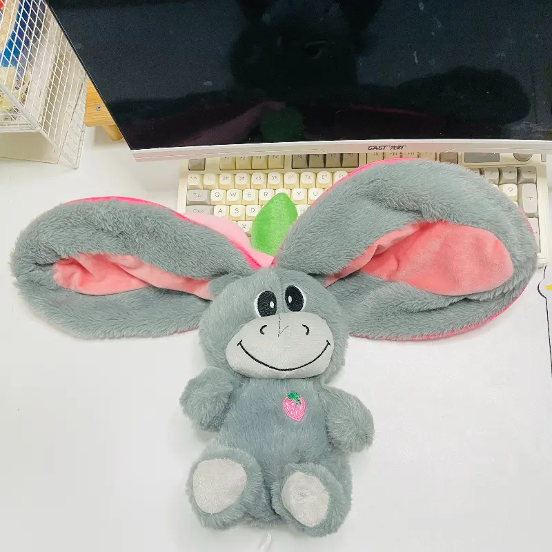 Baby Strawberry Donkey Plush Toy Stuffed Creative Into Fruit Transform Breathing Donkey Sleeping Doll 30cm for Kid Birthday Gift