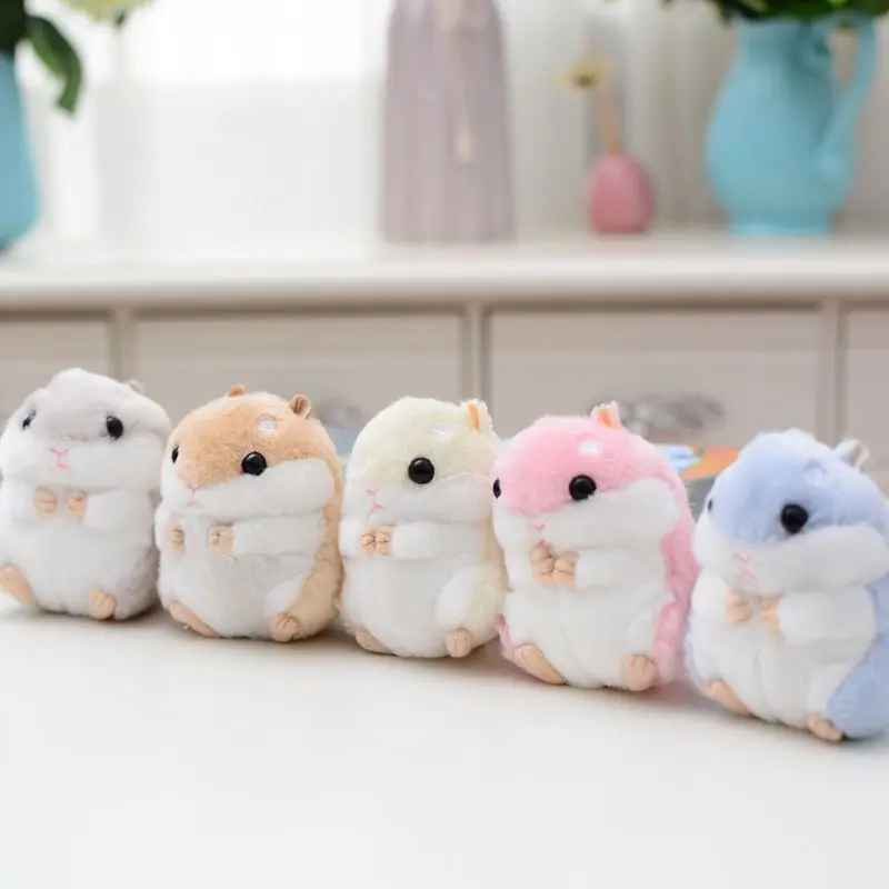 Fluffy Hamster Doll Plush Toys Keychain Pendant Women Girl Faux Fur Pompom Key Ring Trinkets Handbag Backpack School Bag Pendant