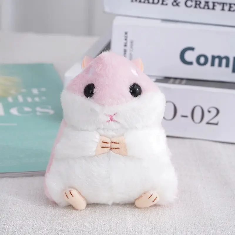 Fluffy Hamster Doll Plush Toys Keychain Pendant Women Girl Faux Fur Pompom Key Ring Trinkets Handbag Backpack School Bag Pendant