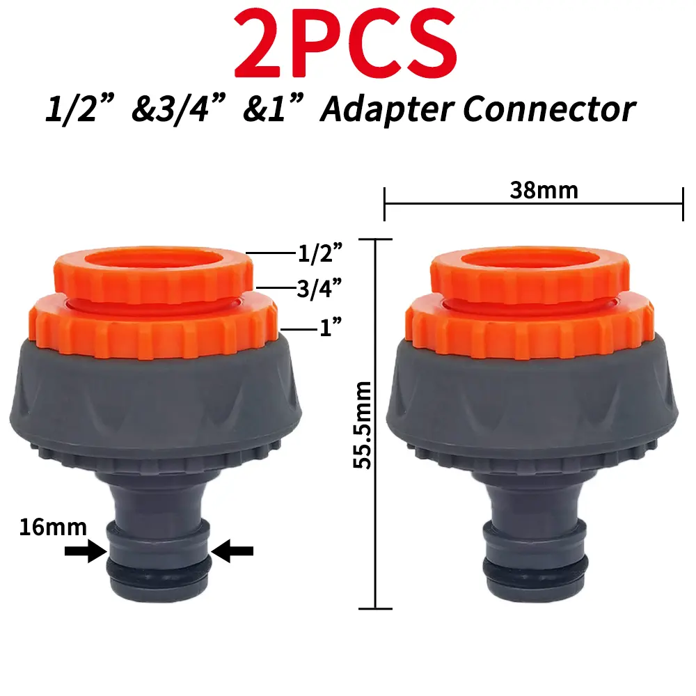 Garden Tap Adapters Quick Connectors 1/2" 3/4" Drip Irrigation Water Splitters Female Thread Male Nipple Joint 1/4" Hose