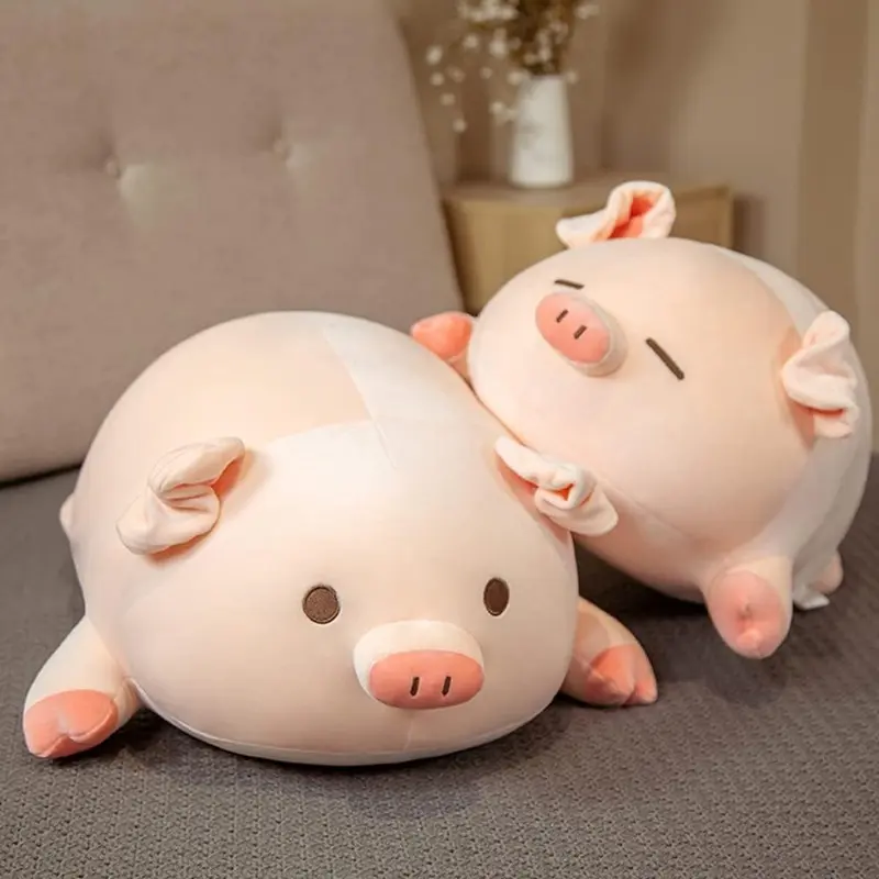 Adorable Pink Pig Plush Toys Cartoon Expression Piggy Toy with Cuddly Body Hugging Pillow for Room Sofa Decoration Birthday Gift