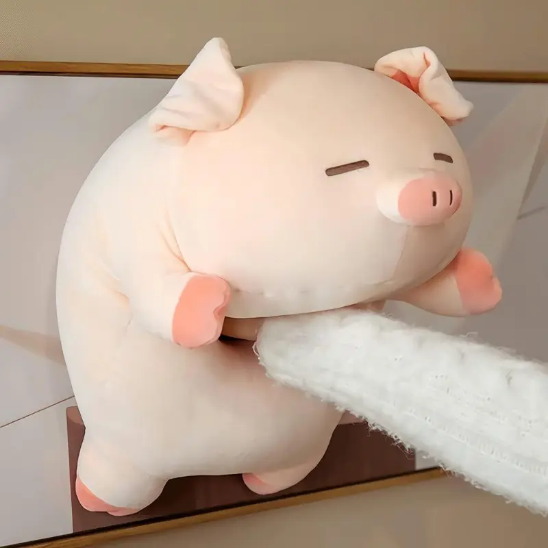 Adorable Pink Pig Plush Toys Cartoon Expression Piggy Toy with Cuddly Body Hugging Pillow for Room Sofa Decoration Birthday Gift