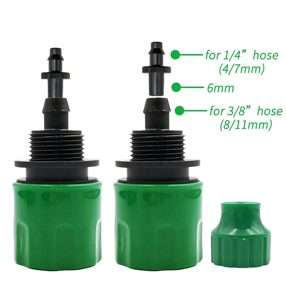 OASIS 2PCS Quick Coupling Adapter with 1/4 (ID 4mm) or 3/8 inch (8mm) Barbed Connector for Irrigation Garden Watering Greenhouse
