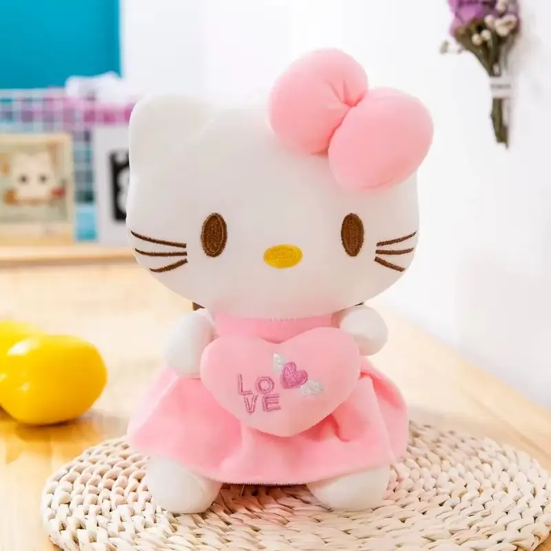 20cm Cute Hello Kitty Pink Plush Stuffed Toys Anime Cartoon Plushie Doll Soft Stuffed Pillow Toy For Children Birthday Xmas Gift