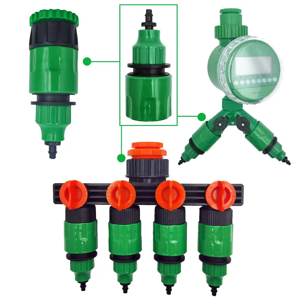 OASIS 2PCS Quick Coupling Adapter with 1/4 (ID 4mm) or 3/8 inch (8mm) Barbed Connector for Irrigation Garden Watering Greenhouse