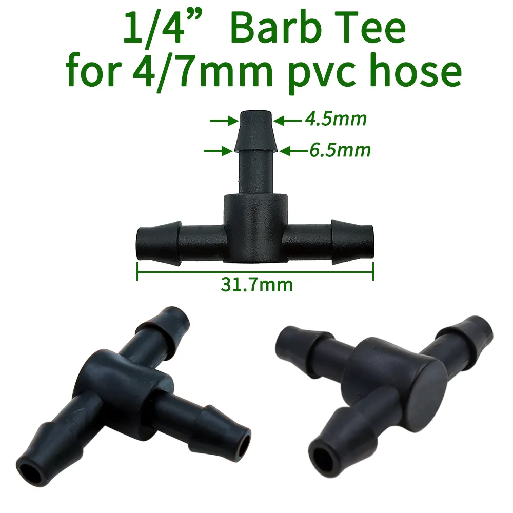 OASIS 50PCS Plastic Barbed 3-Way TEE Connector for 4/7mm Tubing Watering Pipe Hose Couplings Micro Drip Irrigation Garden Tools