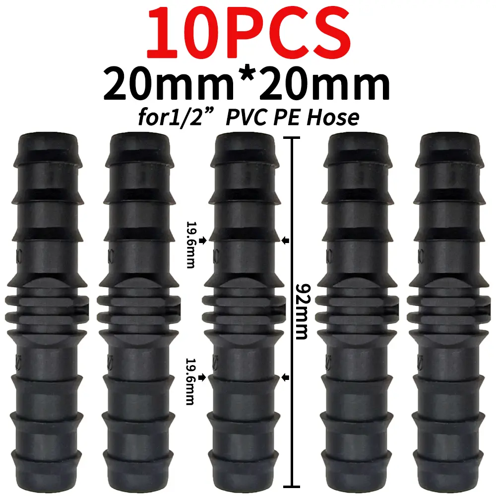 OASIS 1/4'' 3/8'' 3/4'' 1'' Garden Water Barbed Coupling Connecter DN16 DN20 DN25 Straight Adapter Micro Drip Irrigation Fitting