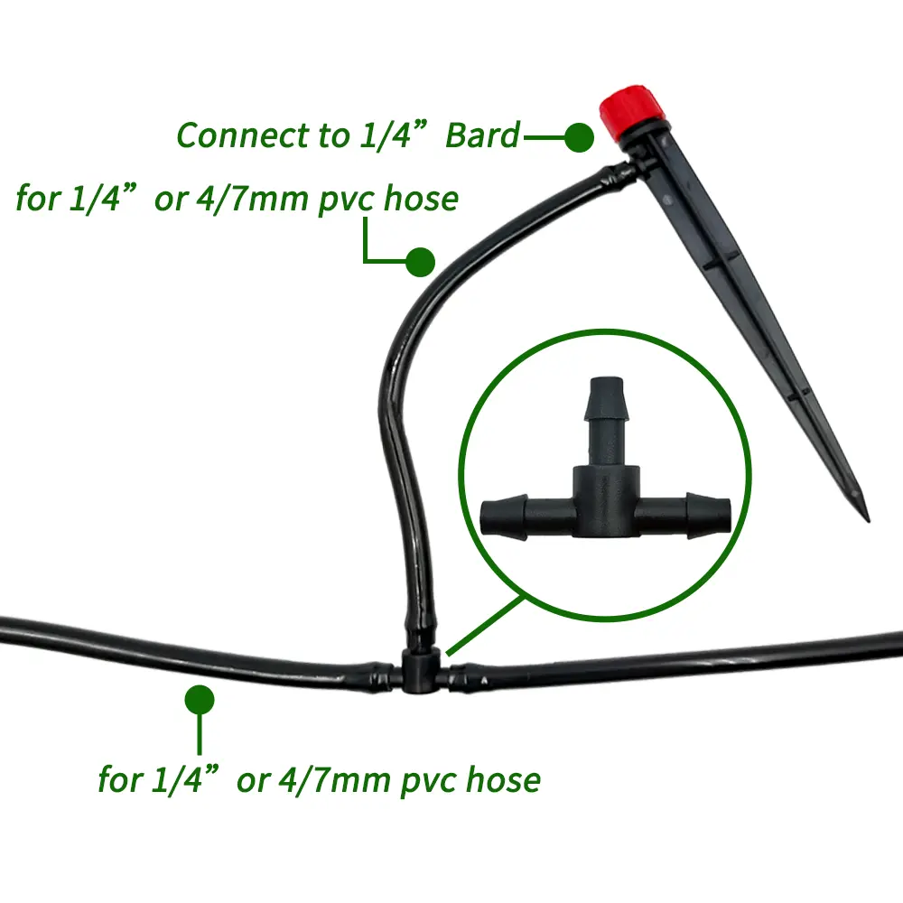 OASIS 50PCS Plastic Barbed 3-Way TEE Connector for 4/7mm Tubing Watering Pipe Hose Couplings Micro Drip Irrigation Garden Tools
