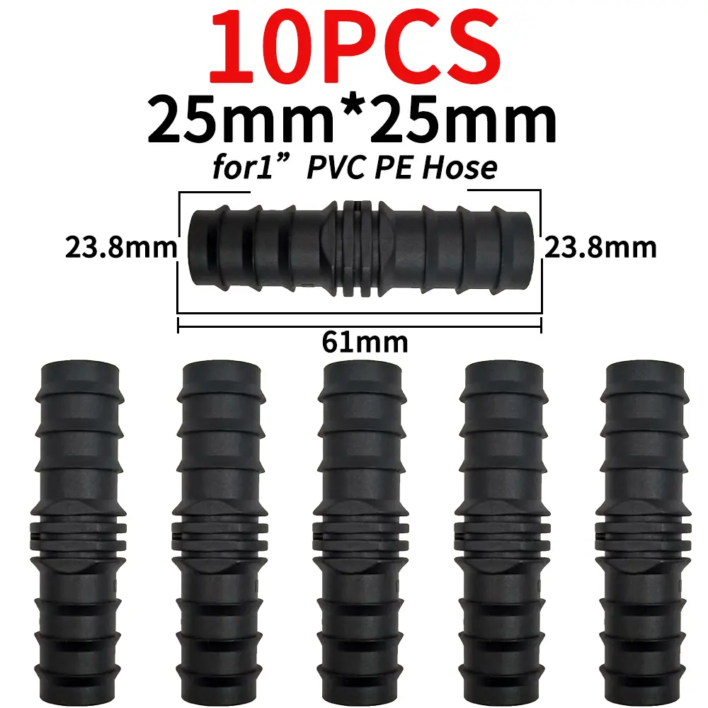 OASIS 1/4'' 3/8'' 3/4'' 1'' Garden Water Barbed Coupling Connecter DN16 DN20 DN25 Straight Adapter Micro Drip Irrigation Fitting