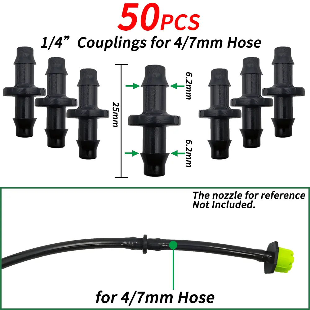 OASIS 1/4'' 3/8'' 3/4'' 1'' Garden Water Barbed Coupling Connecter DN16 DN20 DN25 Straight Adapter Micro Drip Irrigation Fitting