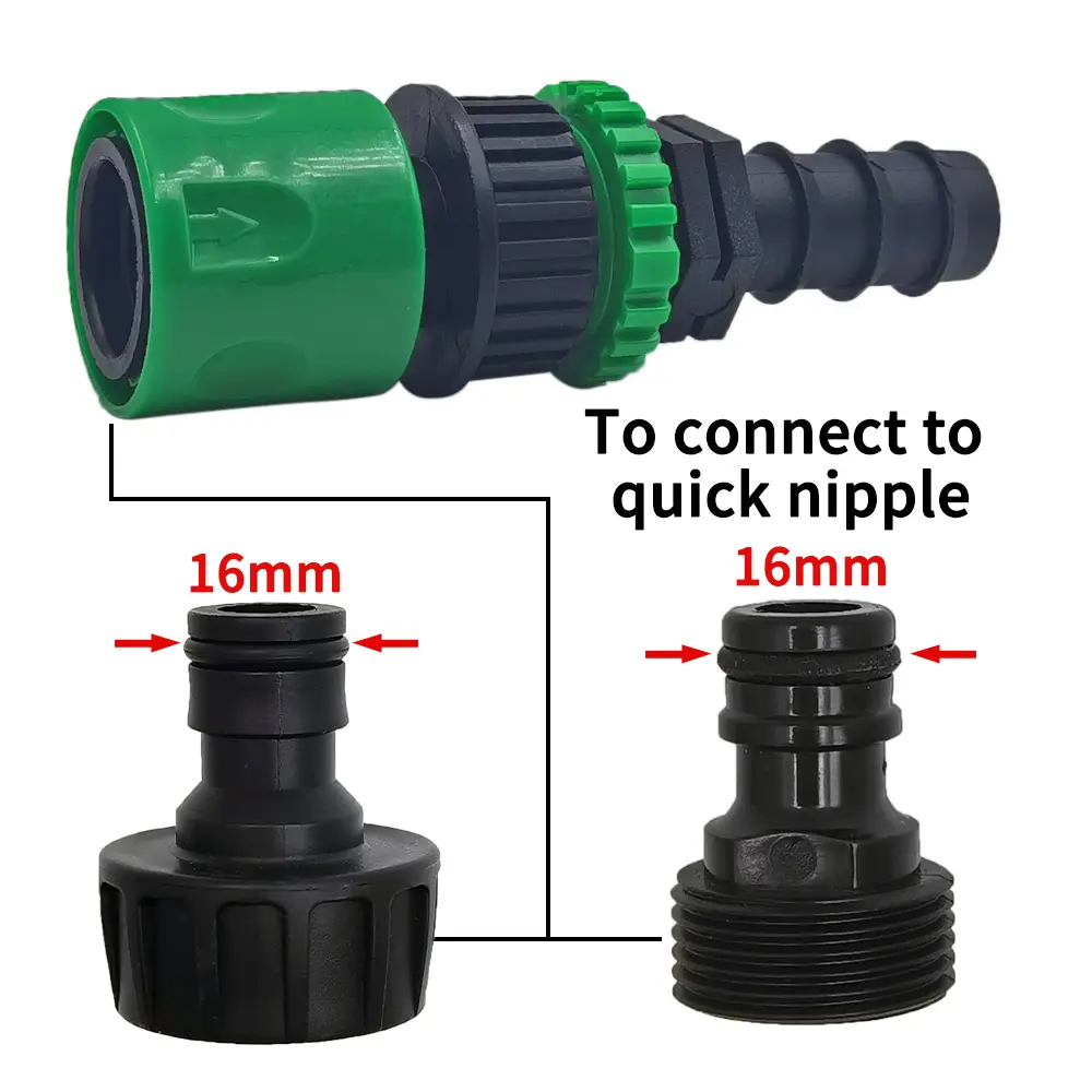 Oasis 3/4'' Quick Connector Nipple EURO Barb Threaded Adapter for 16mm 20mm PE Hose Pipe Garden Drip Irrigation Watering System