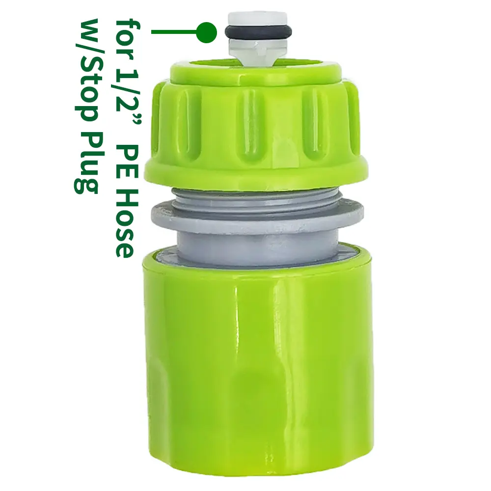 6PCS 1/2 inch Garden Hose Pipe Repair Connector w/o or w/ WATER STOP VALVE Tubing Quick Connection Drip Irrigation Greenhouse