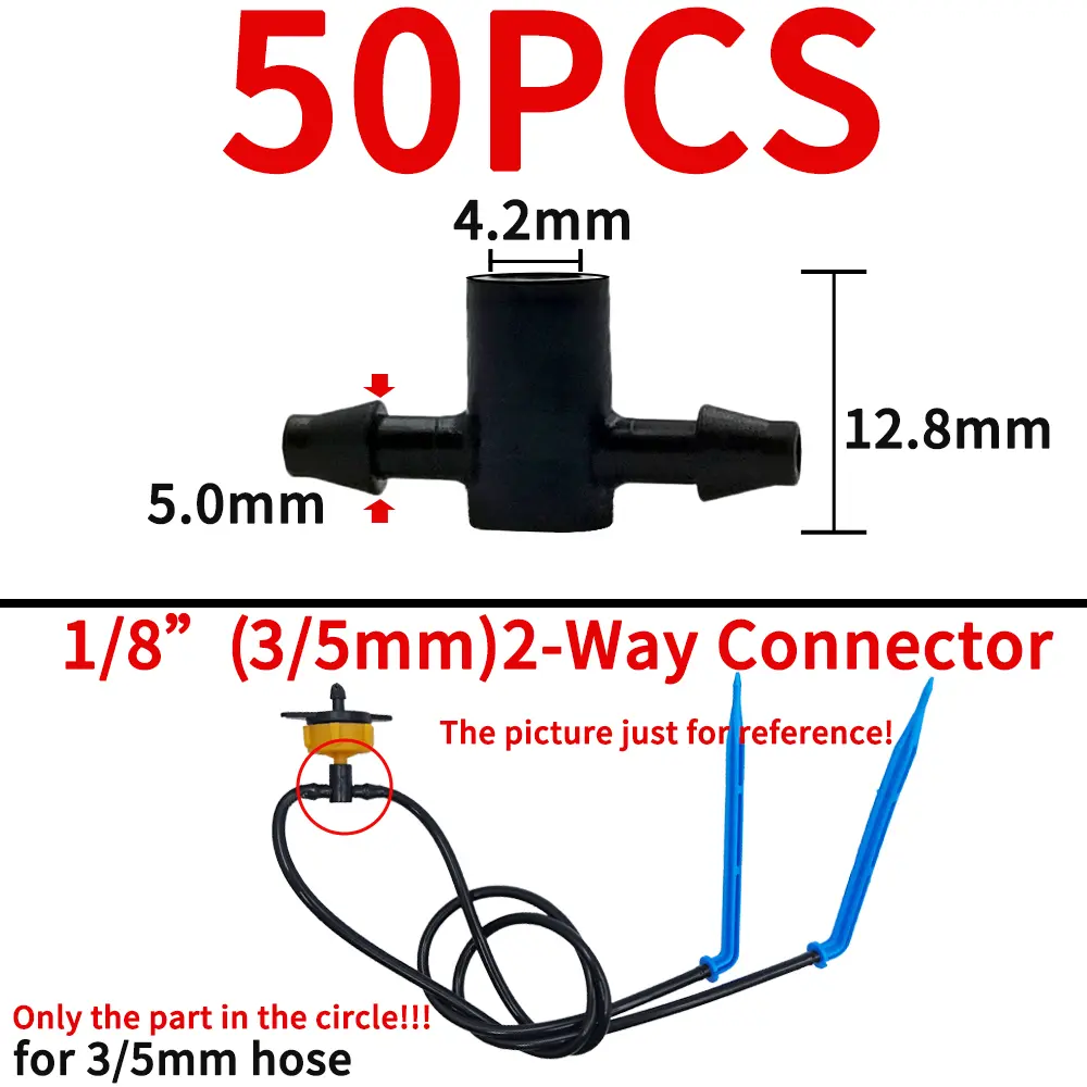 Oasis Garden Water Connector Drip Irrigation for 1/4'' & 1/8'' Tubing Hose Accessories Joint Barbed Tees Cross Eng Plug Adaptors