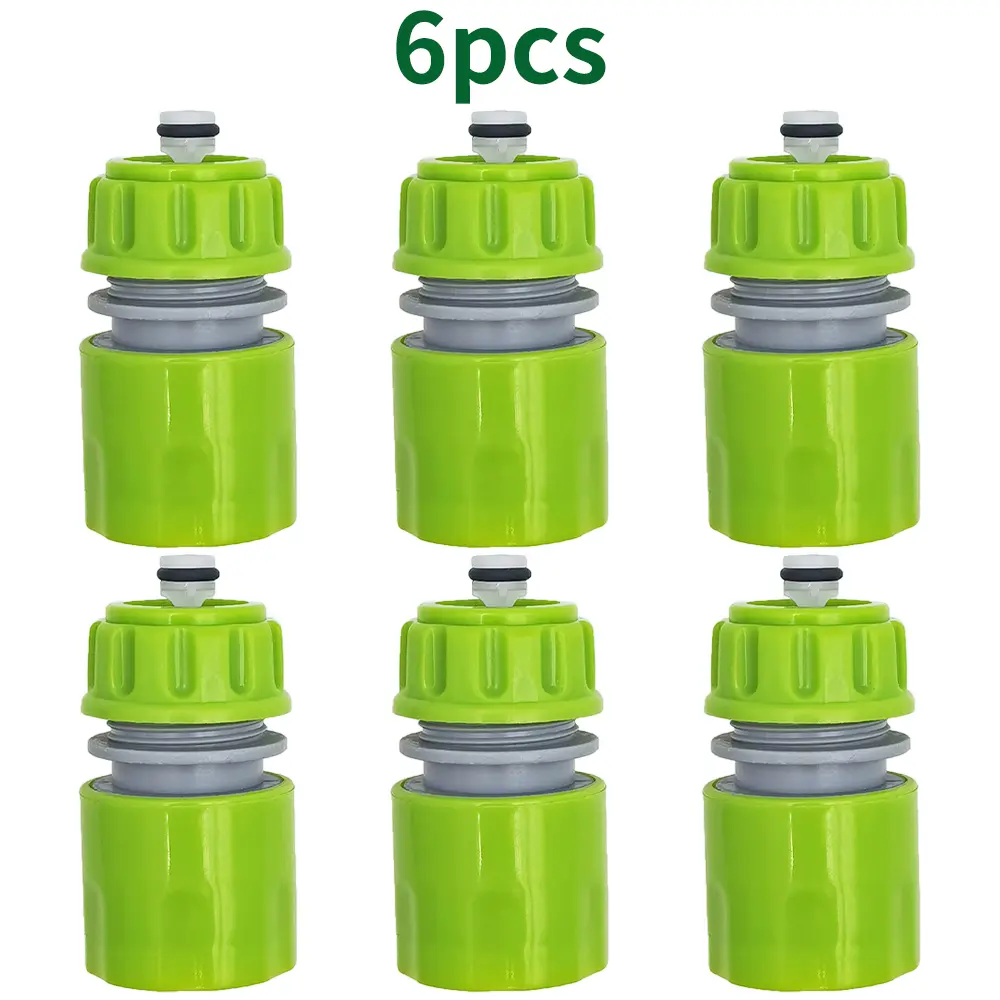 6PCS 1/2 inch Garden Hose Pipe Repair Connector w/o or w/ WATER STOP VALVE Tubing Quick Connection Drip Irrigation Greenhouse
