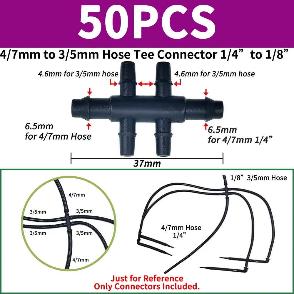 Oasis 3/5 4/7mm Hose Garden Irrigation Connectors Barbed Single Double Tee Elbow Drip Arrow Cross Coupling Watering Fitting