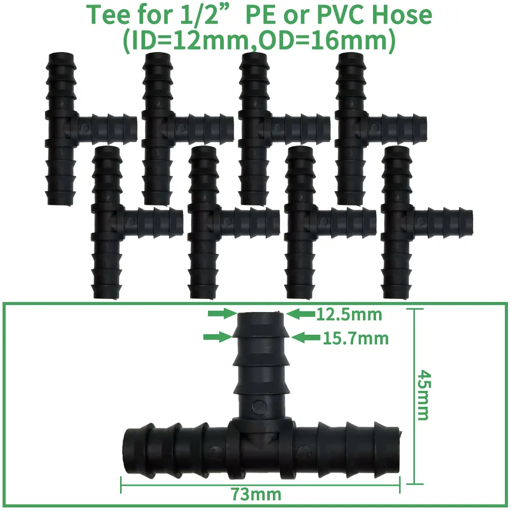 1/2" 3/4" Male Female Thread Connector To Barb 16mm 20mm 25mm PE Hose Adapter Tee Elbow Garden Irrigation Drip Watering System