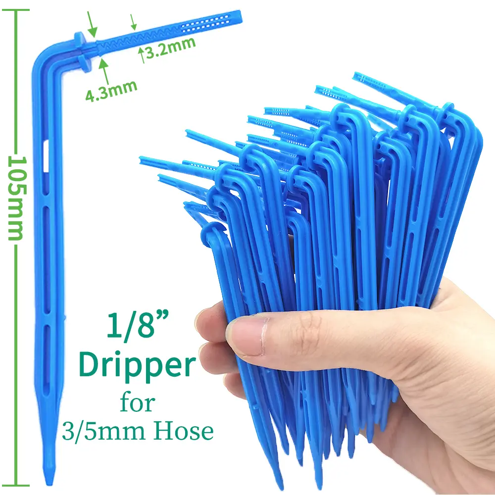 Oasis 50-1000pcs Greenhouse 3/5m Hose Drip Irrigation Drippers 1/8'' Bending Arrow Emitters Garden Potted Micro Watering System