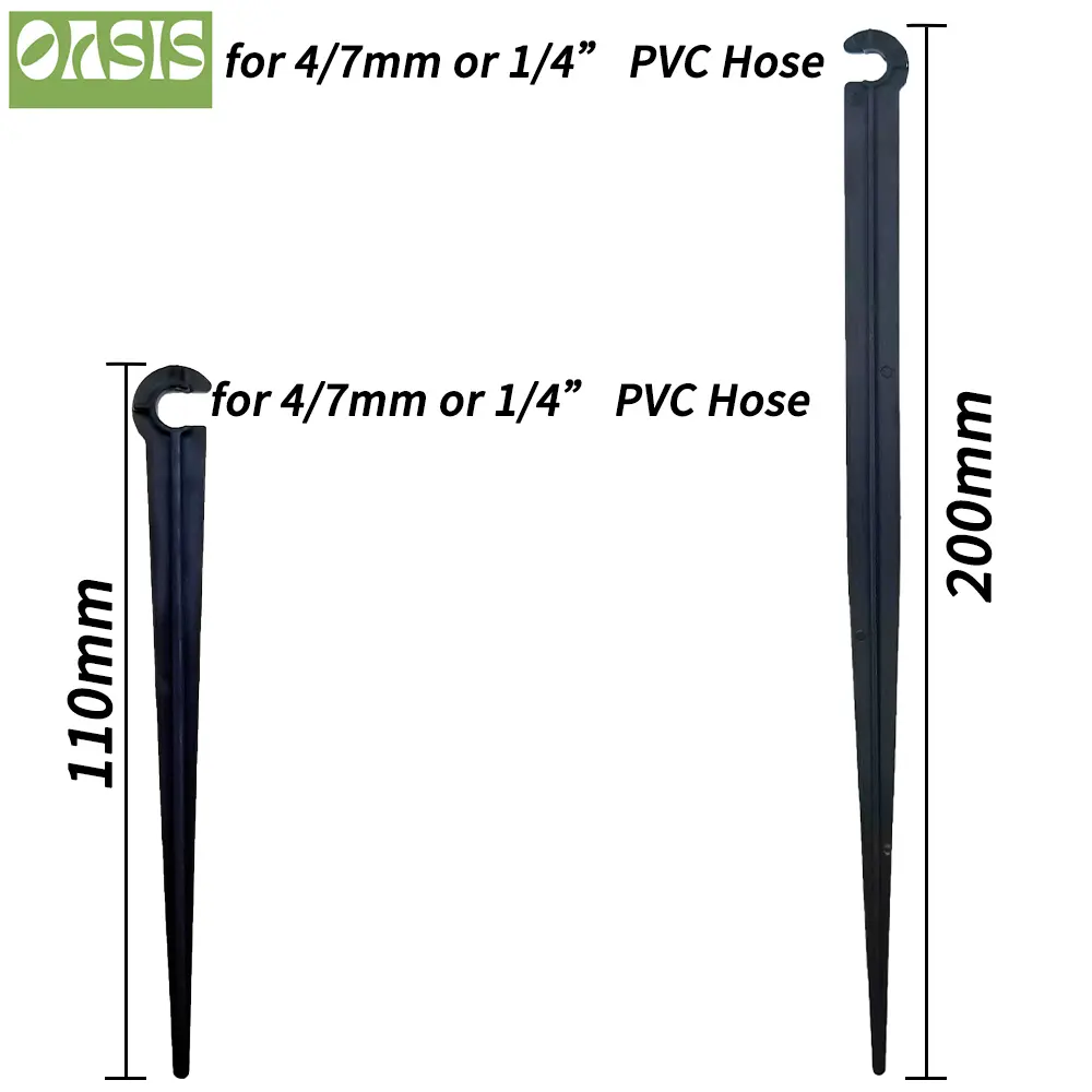 OASIS 50-1000PCS Garden 1/4" Stake Fixed Stems Holder Support 11cm 20cm for Drip Irrigation 4/7mm Hose Pipe Inserting Ground