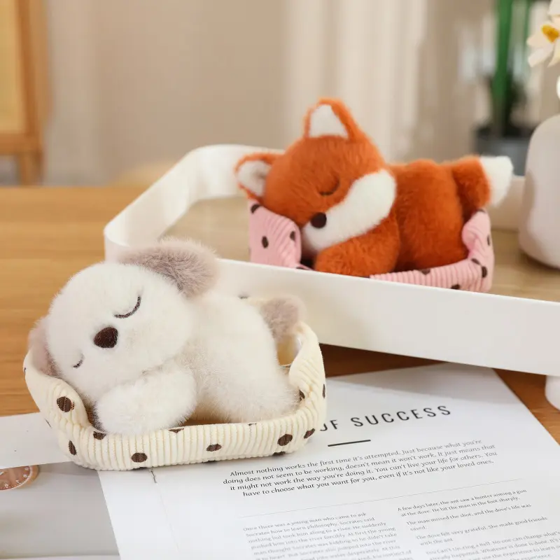 Cute Cartoon Dog, Cat, Fox, Bear, White Rabbit and Pig Plush Toy A Cat Doll Lying in Its Nest Cute Toys for Girl Funny Ornaments