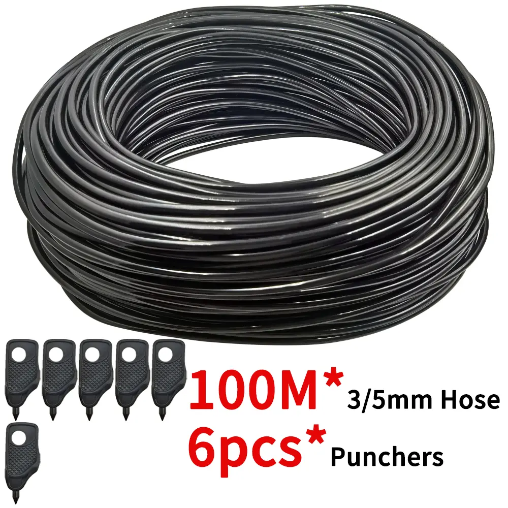 Oasis 5-100M Garden 3/5mm Watering Hose 1/8'' PVC Pipe Micro Drip Irrigation Tubing Sprinkler w/ Puncher for Balcony Greenhouse