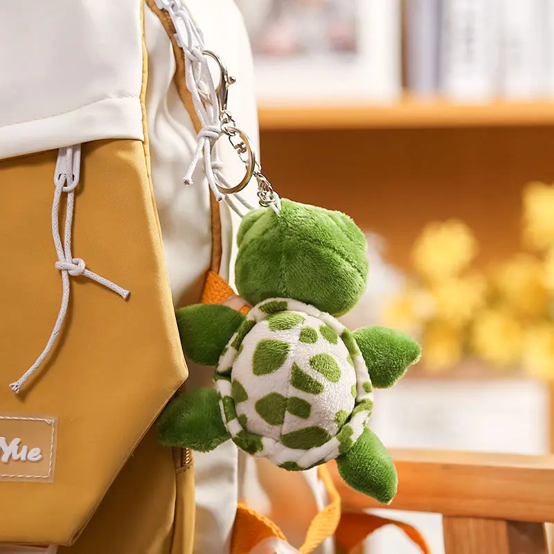 8cm Cute Cartoon Mini Turtle Doll Keychain Pendant Girl Woman Bag Doll Plush Toy Key Ring Jewelry Small Gift