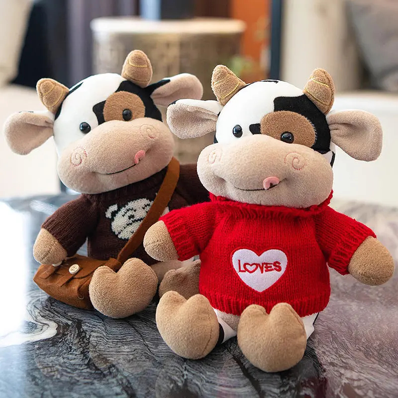 Hot toys Cute Cow Doll Little Cow Plush Toy Chinese Zodiac Cow Doll Cloth Doll New Year's Gift Girl's Birthday Gift