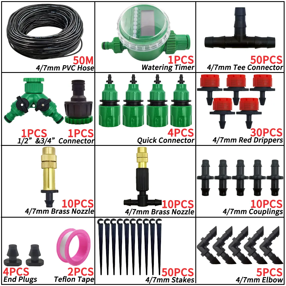 OASIS 5-50M Garden Micro Drip Irrigation Automatic Watering System Kit Timer Controller DIY Mist Spray Cooling for Potted Plants