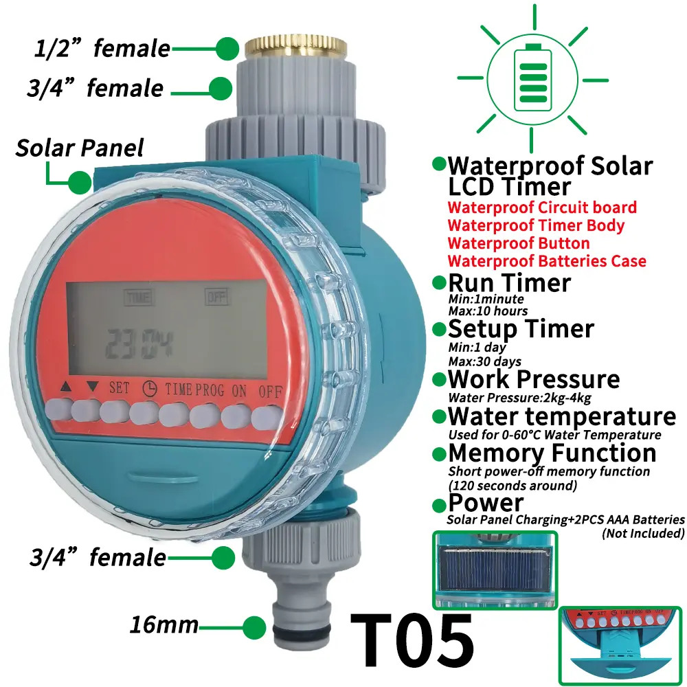 Oasis Garden Automatic Watering System Timer Rain Sensor Solar LCD Electronic Drip Irrigation Controller Greenhouse Irrigator