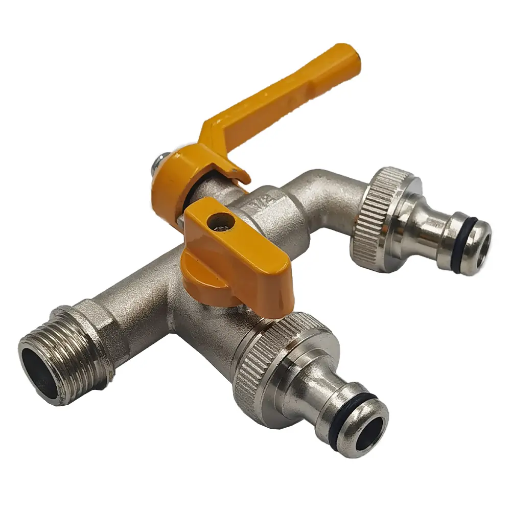 Garden Hose Faucet Adapter 1/2'' IBC Water Tank Connector 2-Way 1-Way Irrigation Brass Tap Joint Replacement Fitting Ball Valve