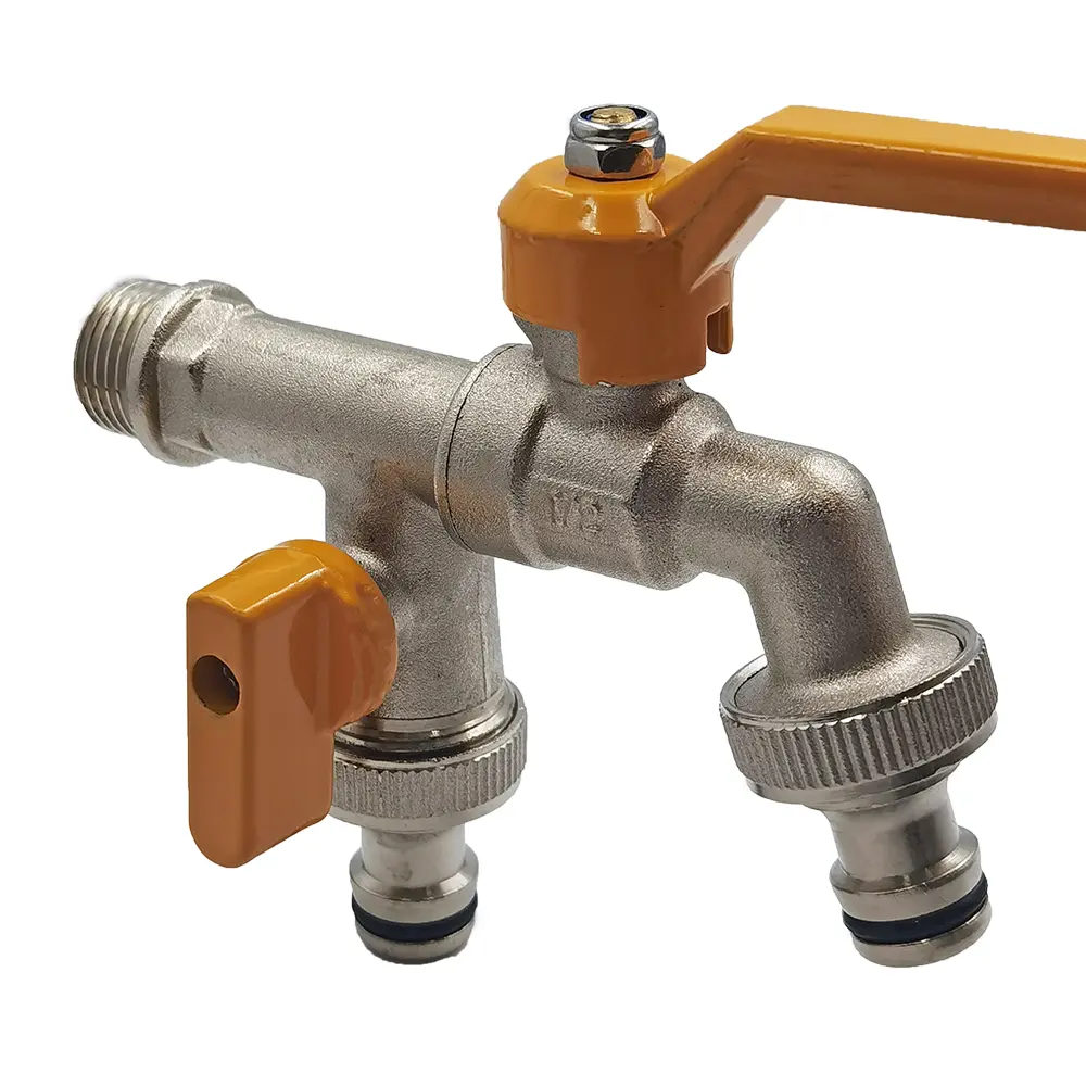 Garden Hose Faucet Adapter 1/2'' IBC Water Tank Connector 2-Way 1-Way Irrigation Brass Tap Joint Replacement Fitting Ball Valve